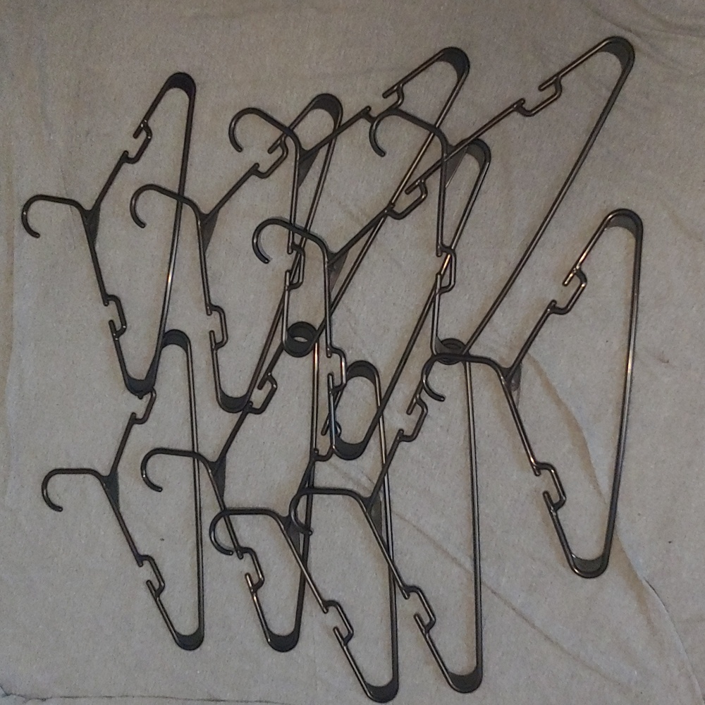 Set Of 10 Black Plastic Hangers